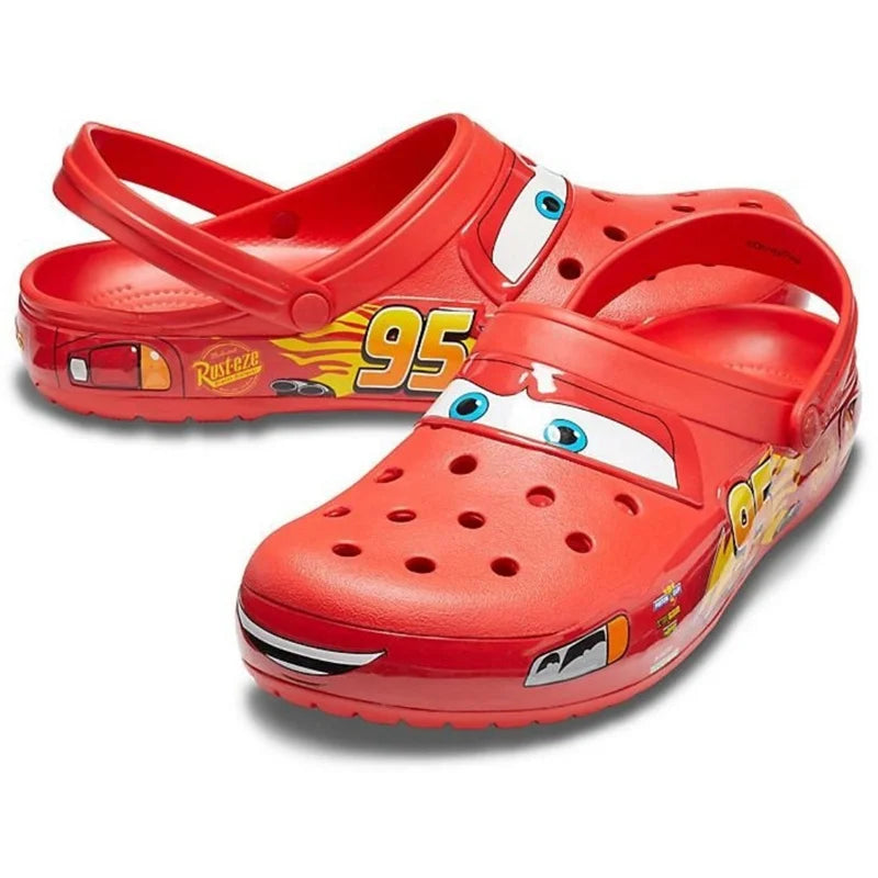 Disney Lightning Mcqueen Pixar slipper Outdoor Beach Crocs Cute Cartoon Anime Pool Anti Slip No95 Car Crocs Man Shoes Toys Gifts