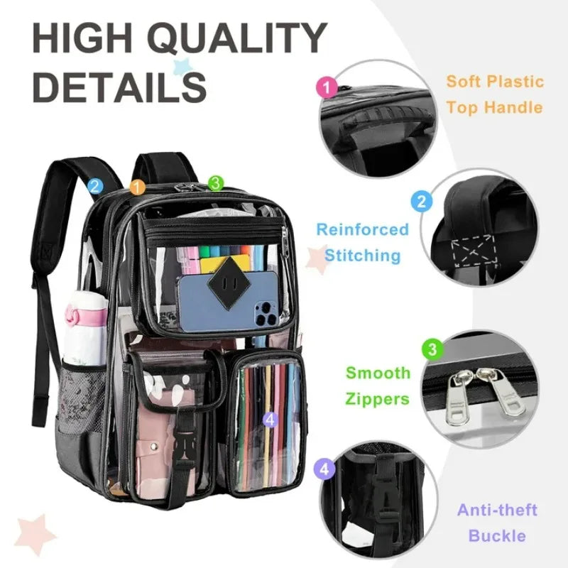 Large Clear Backpack Heavy Duty Stadium Approved Girls Backpack Waterproof Pvc Transparent Backpacks for Girls