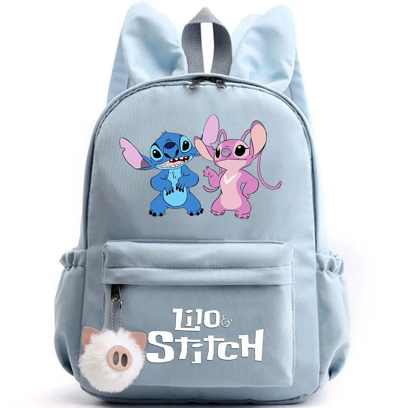 Disney Lilo Stitch Cute Backpack for Girl Boy Student Teenager Rucksack Women Casual School Bags Travel Rabbit Ears Mochila