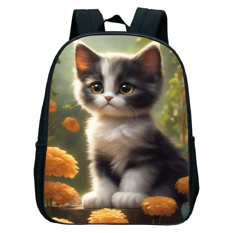 Cute Cat Print Backpack For Preschool Children Kitten Pattern School Bags Lightweight Boys Girls Kindergarten Backpack Kids Gifs