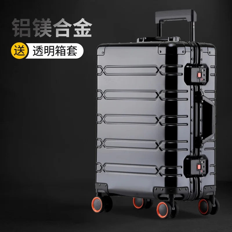 KLQDZMS High Quality 100% Aluminium Suitcases With Wheeled Trolleys Business Trip Large Capacity Rolling Luggage Travel Bag