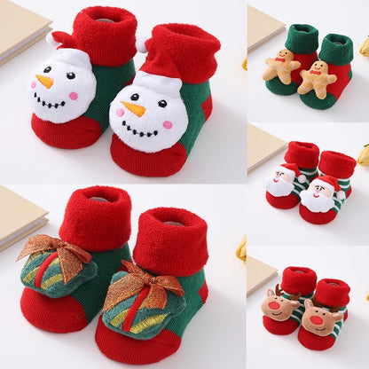 Christmas Baby Socks For Girls Boys Non-slip Floor Socks Cute Cartoon Animal Baby Xmas Cotton Sock